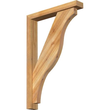 Ekena Millwork Funston Block Rough Sawn Bracket w/ Offset Brace, Western Red Cedar, 4"W x 24"D x 36"H BKT0402X24X36FST05RWR